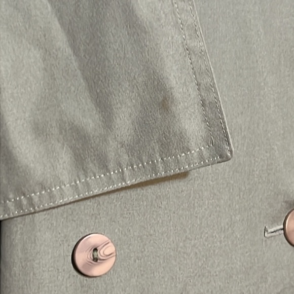 London Fog Avacado Green Trench Coat Double Breasted Belt Size 14 Regular - Picture 8 of 15